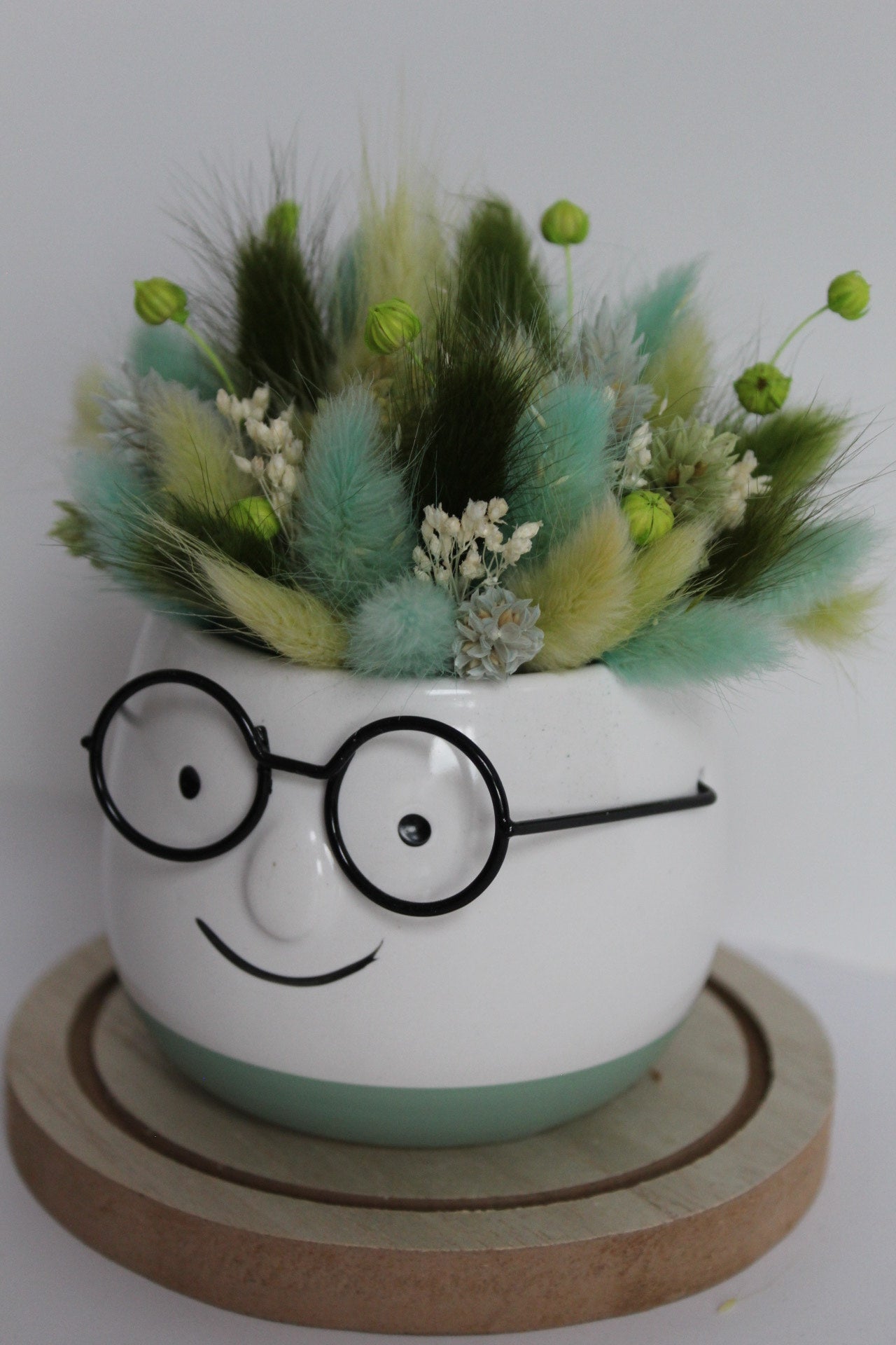 Bloempot met bril - klein, groen