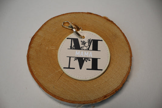 Sleutelhanger leer beige