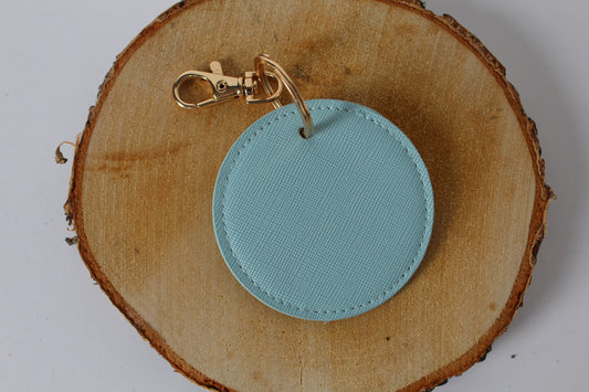 Sleutelhanger leer blauw