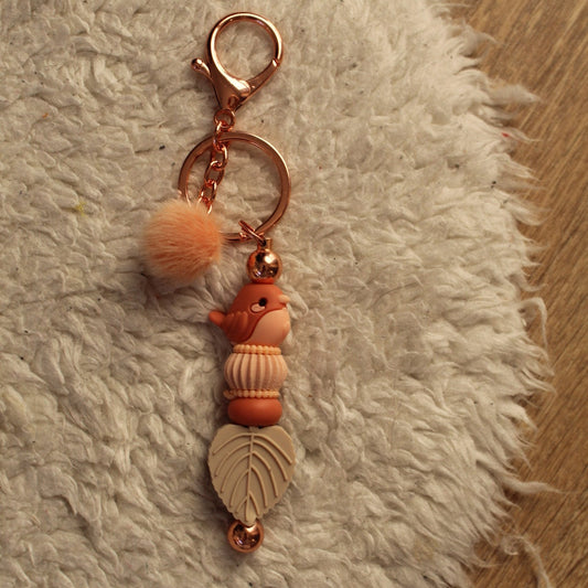 Sleutelhanger vogel peach