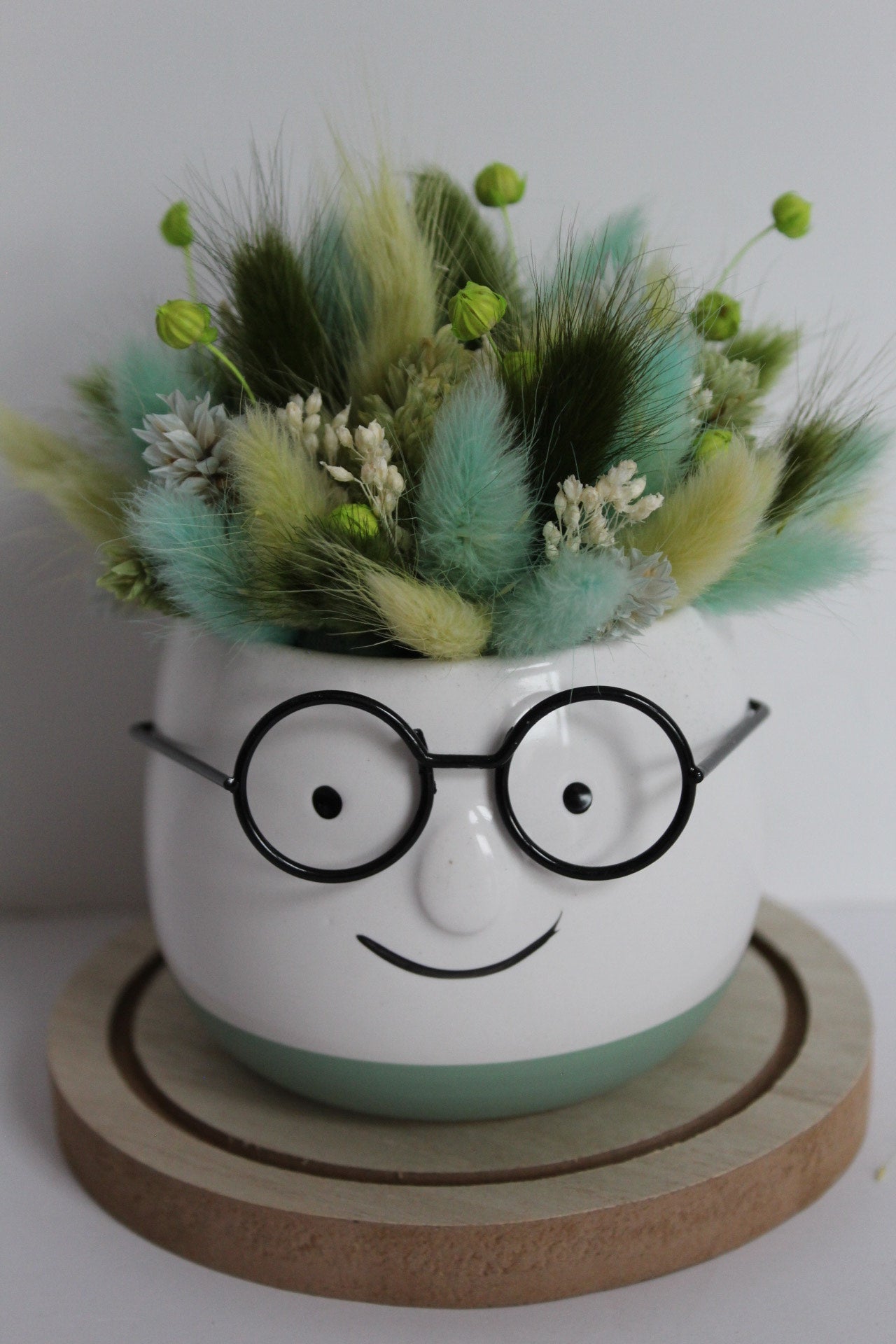 Bloempot met bril - klein, groen