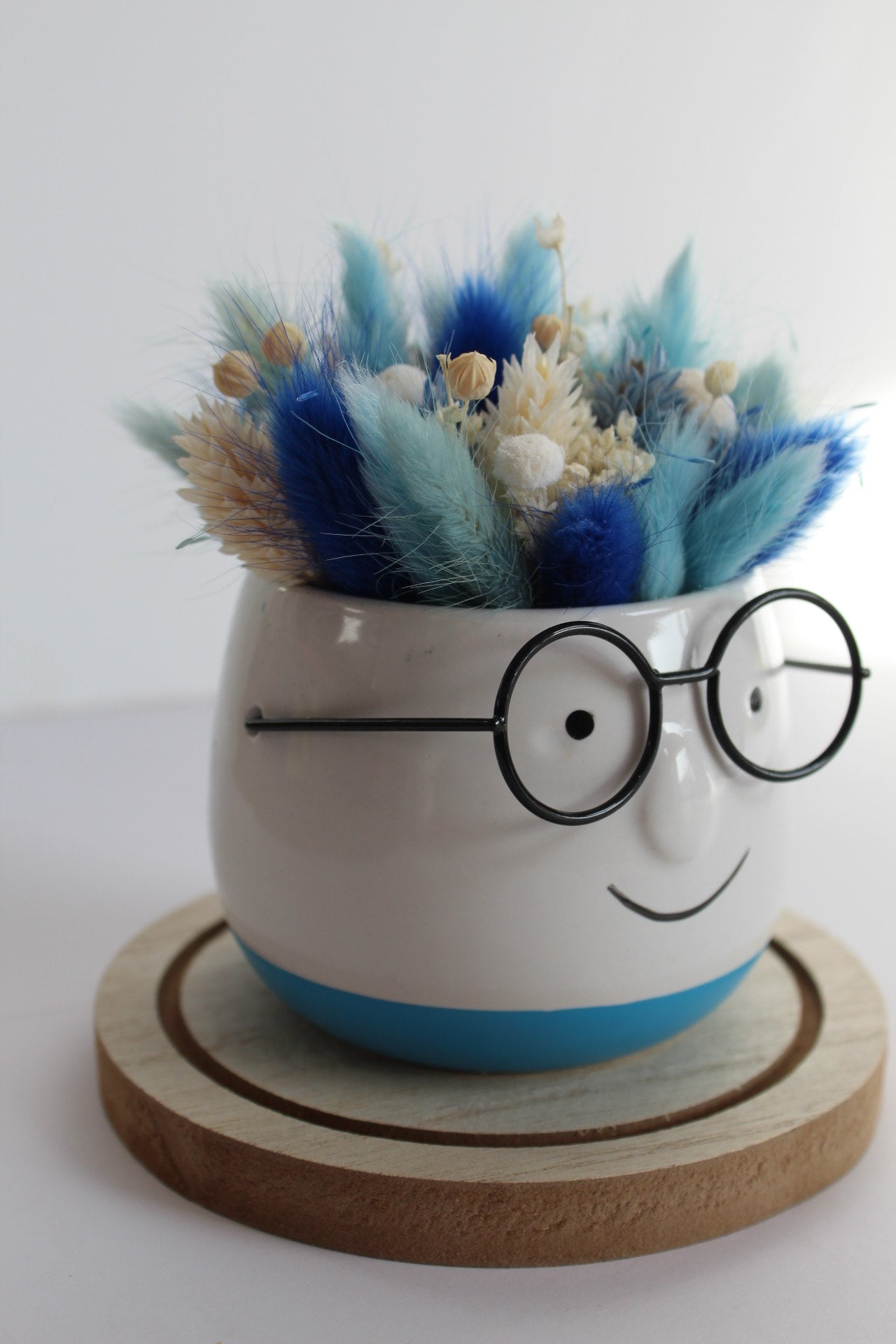 Bloempot met bril - klein blauw
