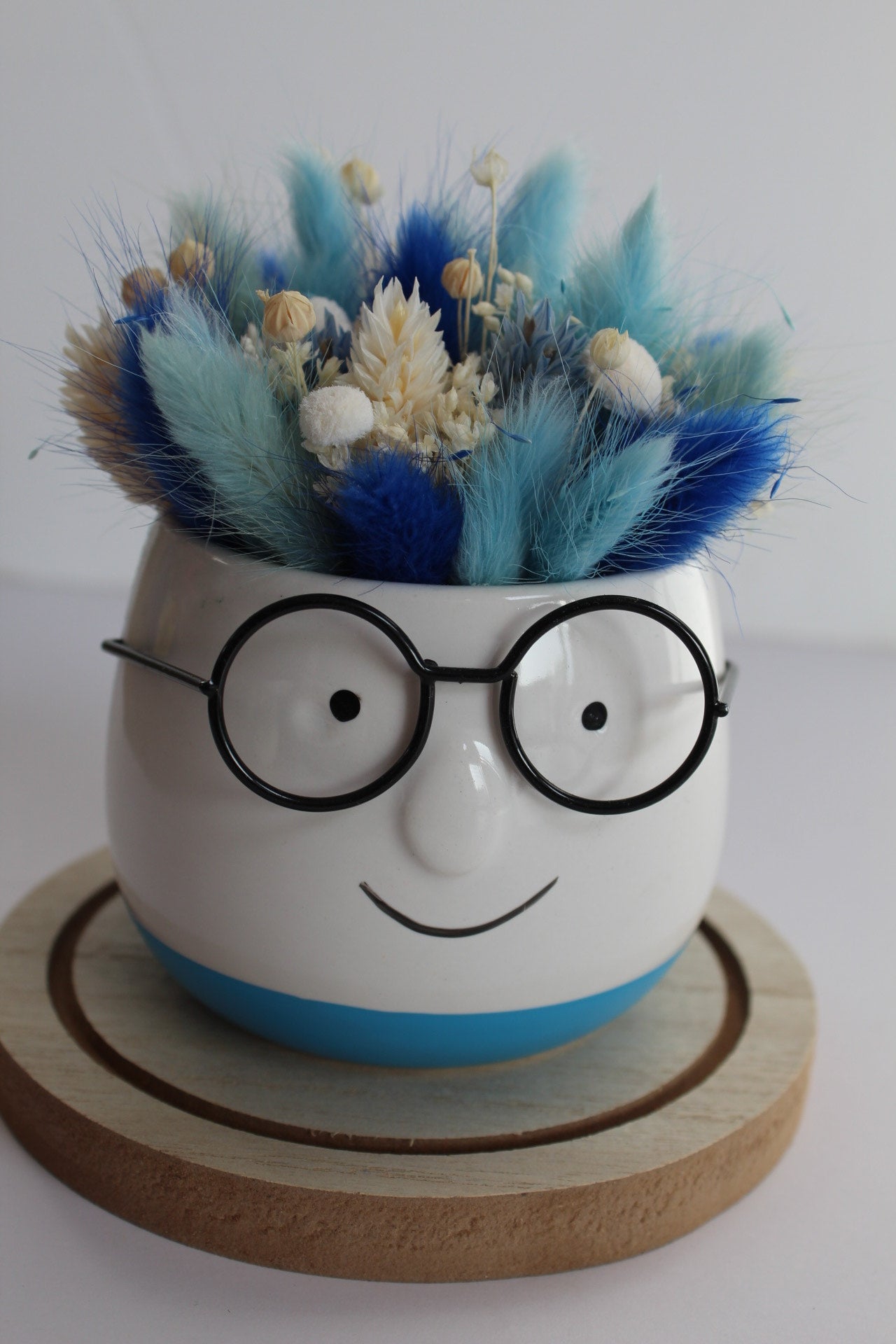 Bloempot met bril - klein blauw